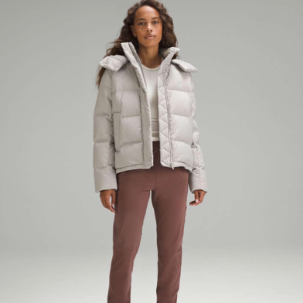 NWT Lululemon Wunder Puff Jacket 600 Down, Heathered Natural Ivory, Size 0